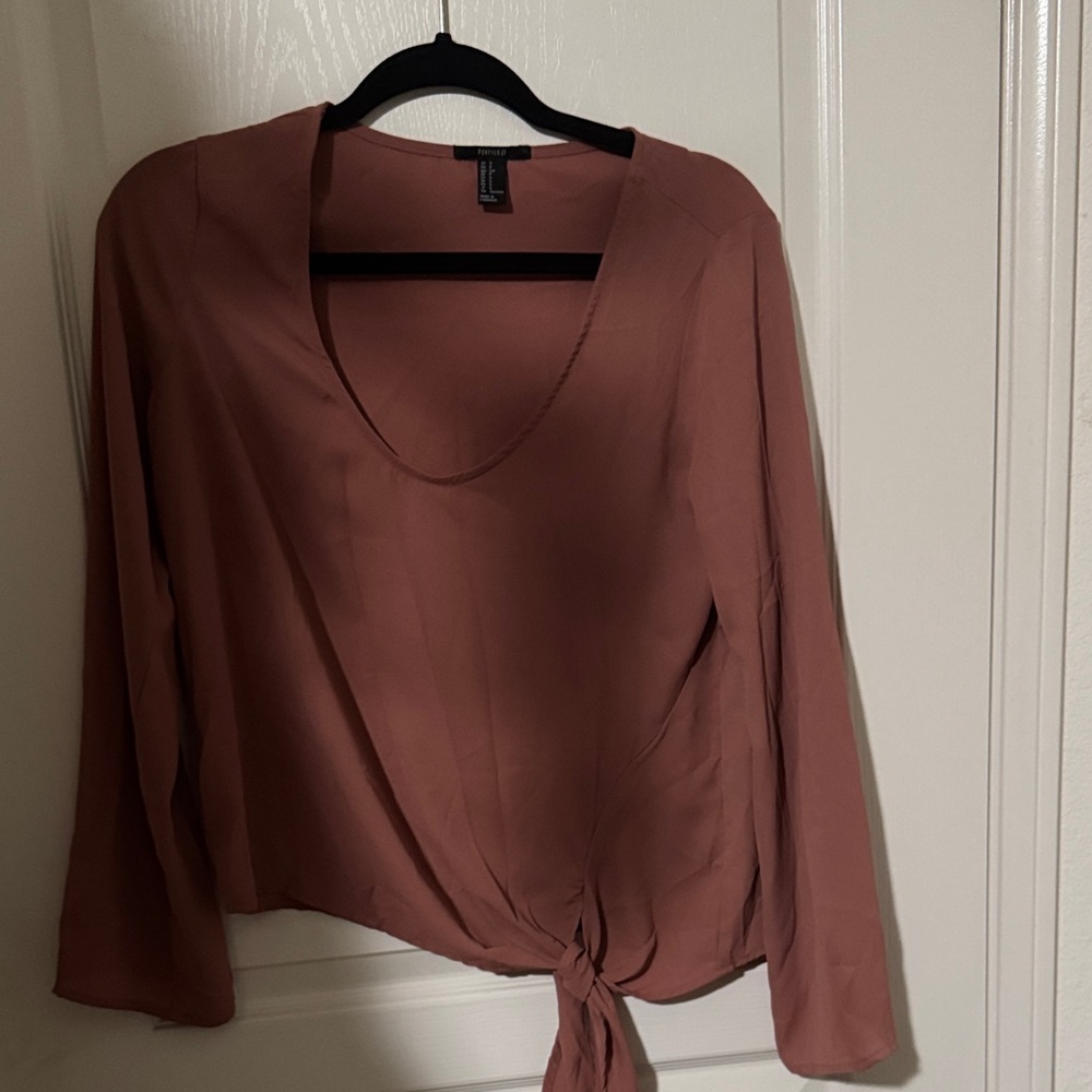 Forever 21 Mauve Tie-Front Blouse